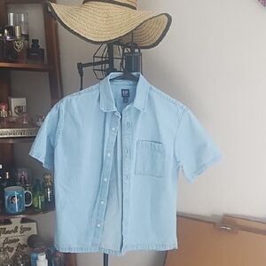 GAP Women's Light Blue Denim Blouse